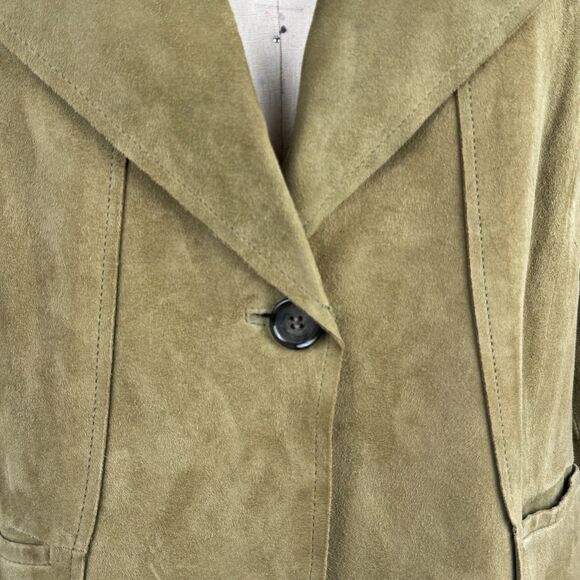 Jones New York Collection Women Suede Leather Jacket Sz 12W/JNY Sz 0X Green Fall - Picture 8 of 16
